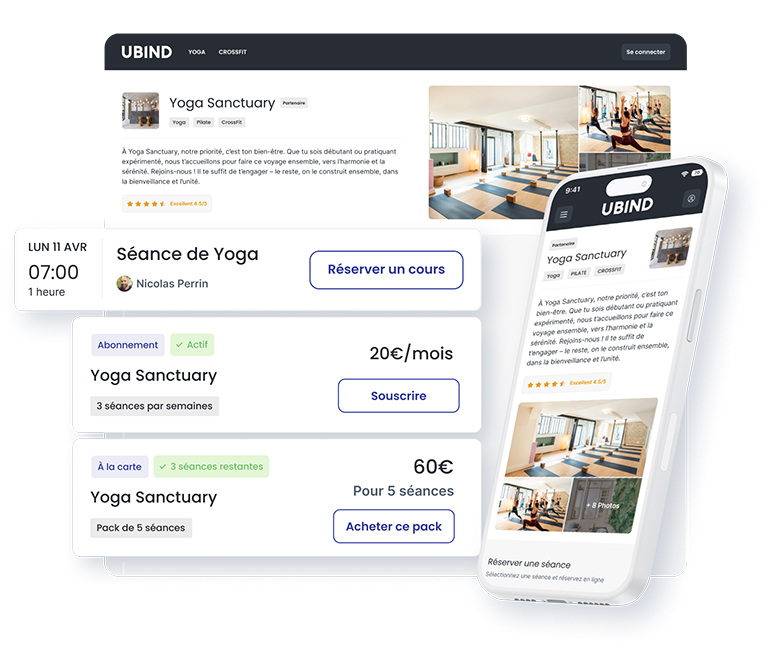 UBIND est une solution de gestion des réservations pour coaches et salles de sport
